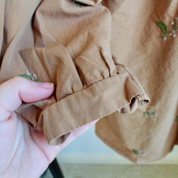 Tan/Beige Ruffle Embroidered Babydoll Dress OSFA - Picture 7 of 7